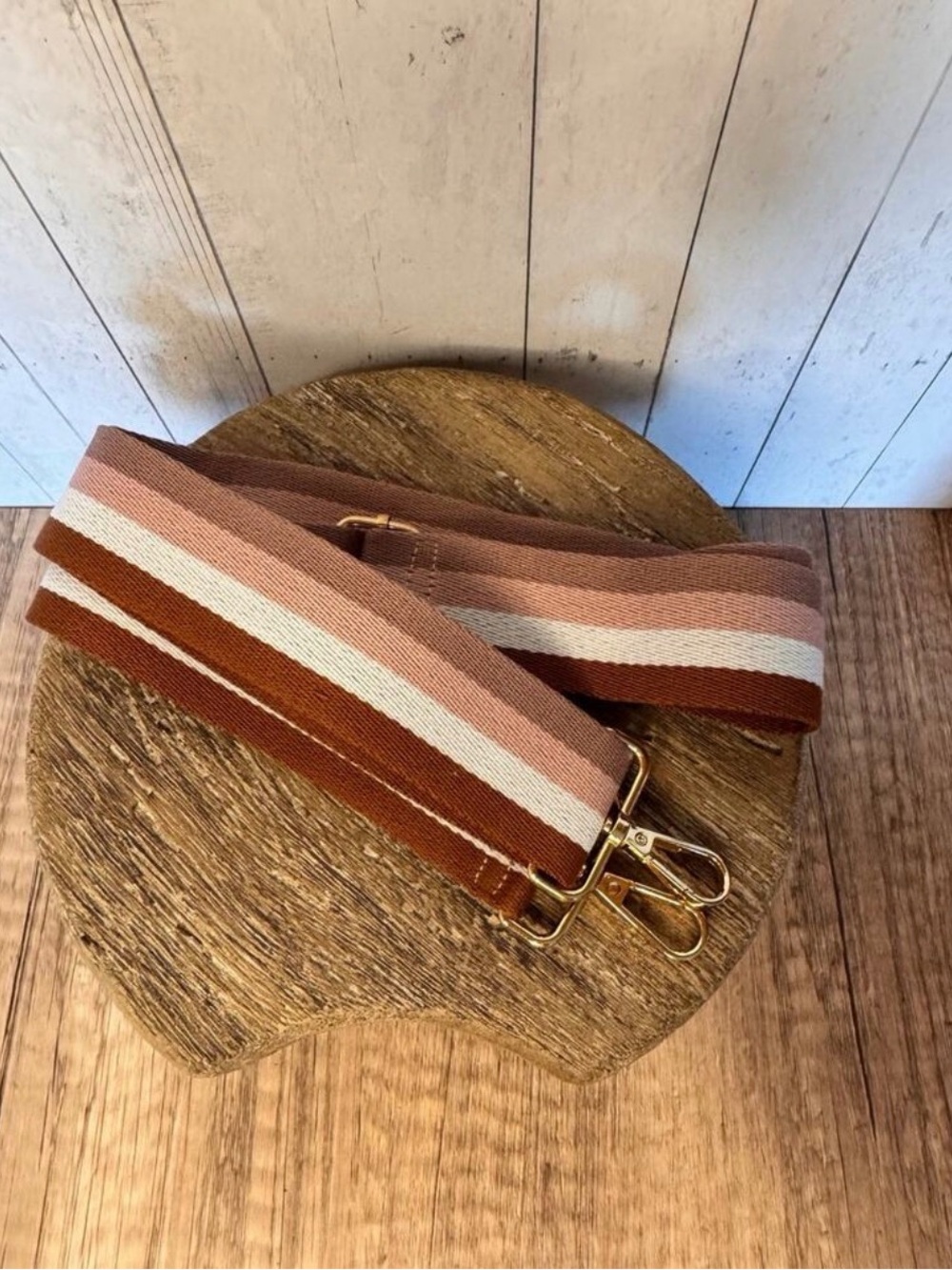 Pink Brown White Purse Strap Crossbody Neopolitan Bag Strap Striped Purse Strap